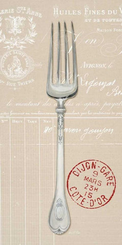 Engraved Fork White Modern Wood Framed Art Print with Double Matting by Fisk, Arnie