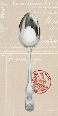 Engrave Spoon White Modern Wood Framed Art Print with Double Matting by Fisk, Arnie