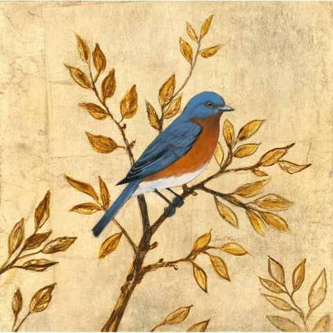 Golden Bluebird Gold Ornate Wood Framed Art Print with Double Matting by Fisk, Arnie