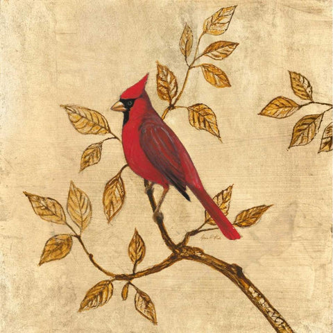 Golden Cardinal Black Modern Wood Framed Art Print by Fisk, Arnie