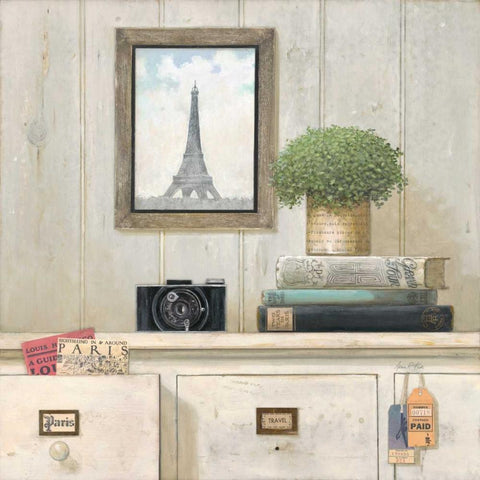 Paris Traveler Black Modern Wood Framed Art Print with Double Matting by Fisk, Arnie