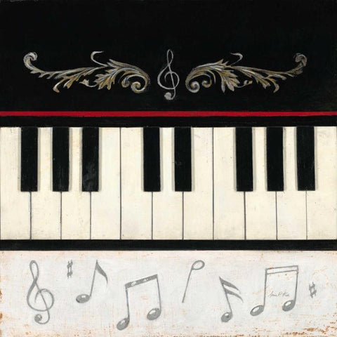 Piano Play Black Modern Wood Framed Art Print with Double Matting by Fisk, Arnie