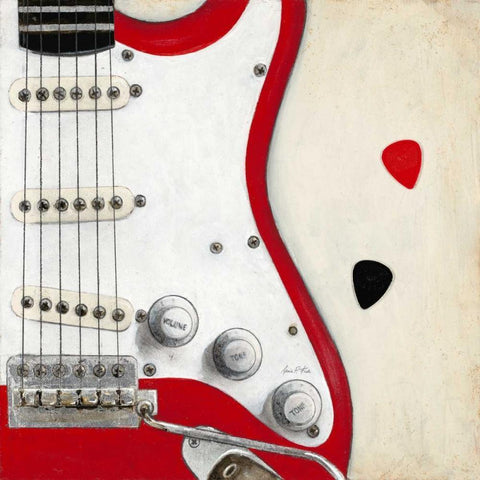 Guitar Play White Modern Wood Framed Art Print by Fisk, Arnie