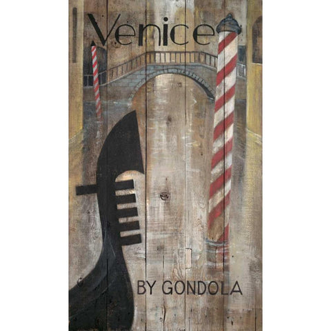 Venetian Gondola  Black Modern Wood Framed Art Print with Double Matting by FISK, Arnie