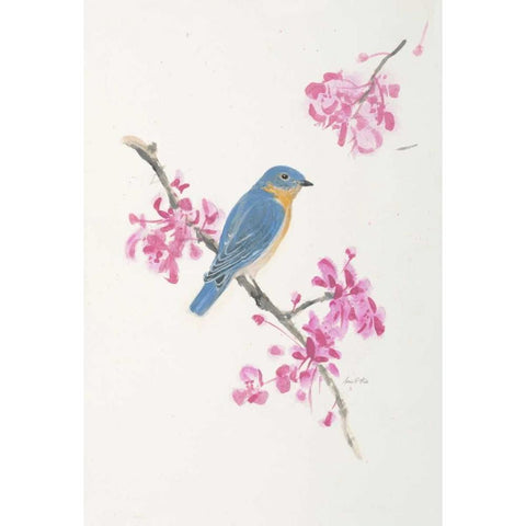 Bird in Blue Gold Ornate Wood Framed Art Print with Double Matting by FISK, Arnie