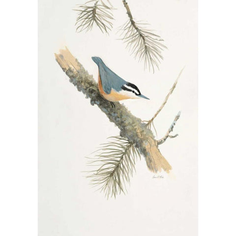 Bird in Grey Gold Ornate Wood Framed Art Print with Double Matting by FISK, Arnie