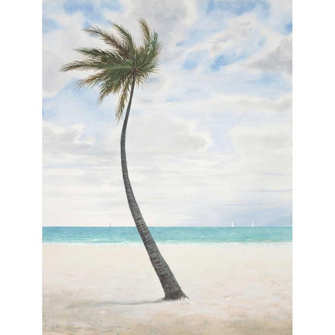 Breezy Palm 1 White Modern Wood Framed Art Print by FISK, Arnie