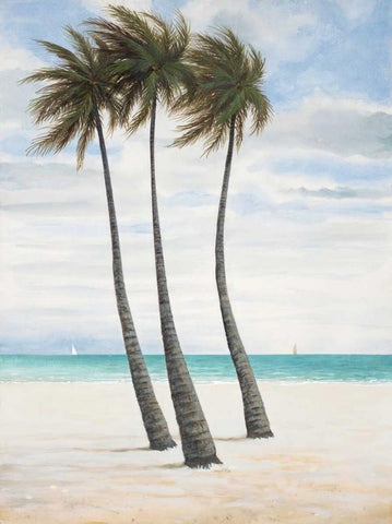 Breezy Palm 2 Black Ornate Wood Framed Art Print with Double Matting by FISK, Arnie