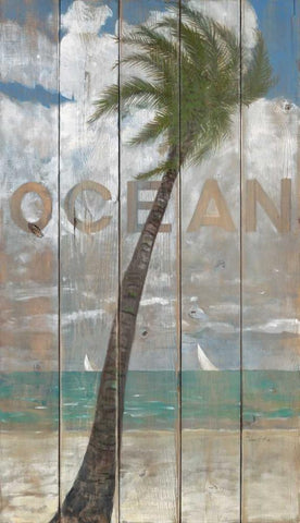 Ocean Sign Black Ornate Wood Framed Art Print with Double Matting by Fisk, Arnie