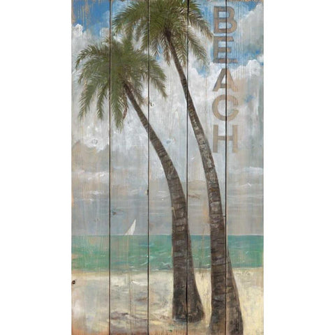 Beach Sign Gold Ornate Wood Framed Art Print with Double Matting by Fisk, Arnie