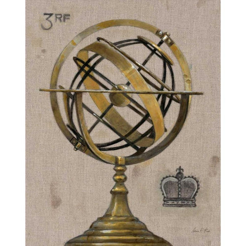 Industrial Chic Armillary Globe White Modern Wood Framed Art Print by Fisk, Arnie