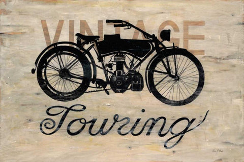 Vintage Touring Bike Black Ornate Wood Framed Art Print with Double Matting by Fisk, Arnie