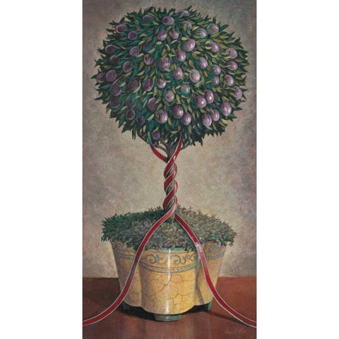 Holiday Plum Topiary White Modern Wood Framed Art Print by Fisk, Arnie