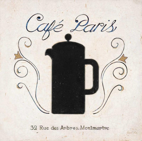 Cafe Paris Coffee White Modern Wood Framed Art Print with Double Matting by Fisk, Arnie