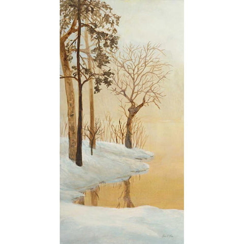 Winter Glow Panel 1 Black Modern Wood Framed Art Print with Double Matting by Fisk, Arnie