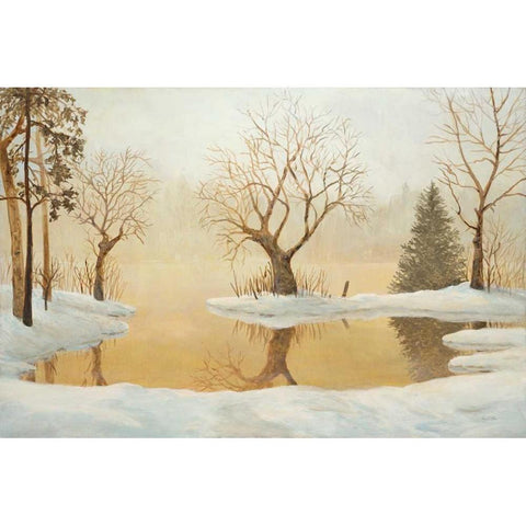 Winter Glow Gold Ornate Wood Framed Art Print with Double Matting by Fisk, Arnie