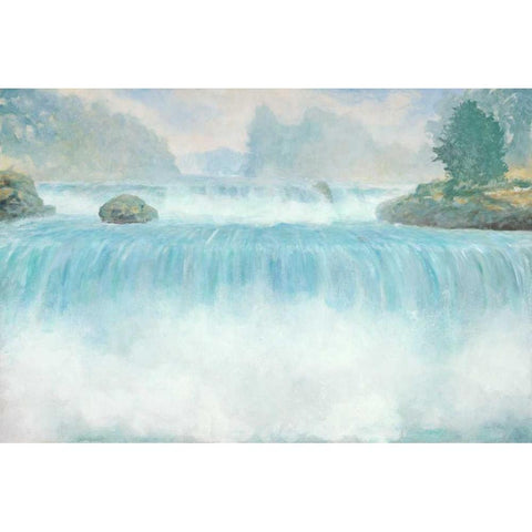 Plein Air Waterfall Gold Ornate Wood Framed Art Print with Double Matting by Fisk, Arnie