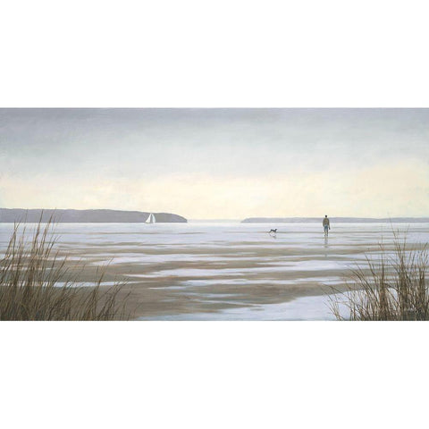 Contemplative Beach Stroll I Gold Ornate Wood Framed Art Print with Double Matting by Wines, James