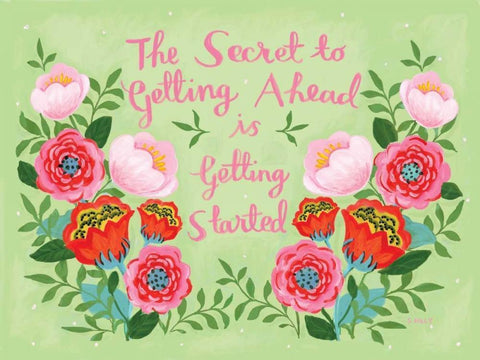 The Secret to Getting Ahead Black Ornate Wood Framed Art Print with Double Matting by Hely, Shelly