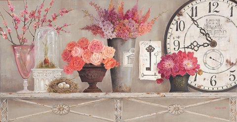 Blossom Time Black Ornate Wood Framed Art Print with Double Matting by White, Kathryn