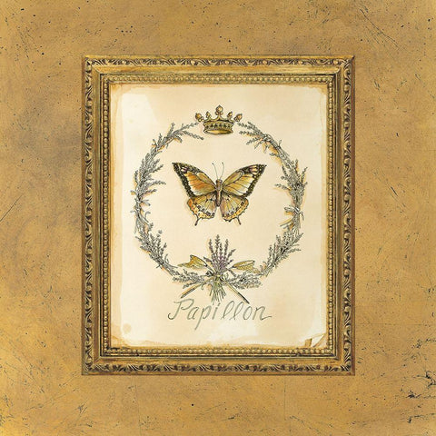 Engraved Butterfly Black Ornate Wood Framed Art Print with Double Matting by White, Kathryn