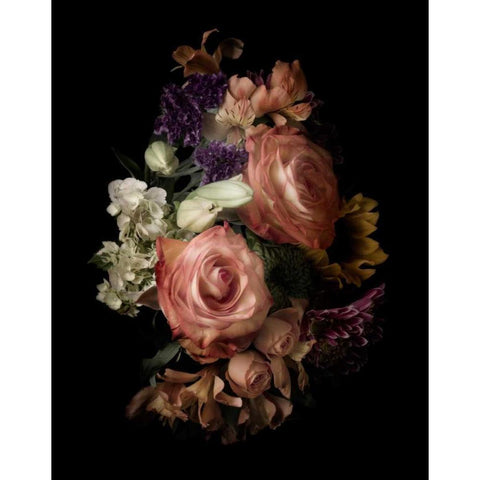 Midnight Roses White Modern Wood Framed Art Print by Greenwood, Julie
