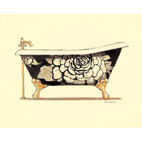 FLORAL BATH White Modern Wood Framed Art Print by Fabiano, Marco