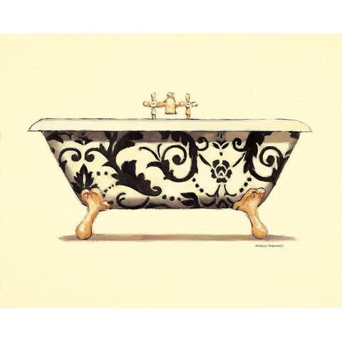 SCROLL BATH White Modern Wood Framed Art Print by Fabiano, Marco