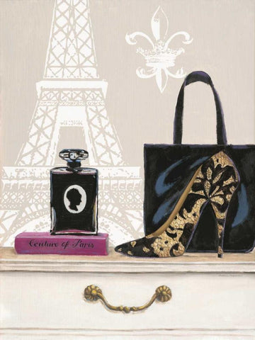 Fabulous Paris Black Ornate Wood Framed Art Print with Double Matting by Barrett, Chad