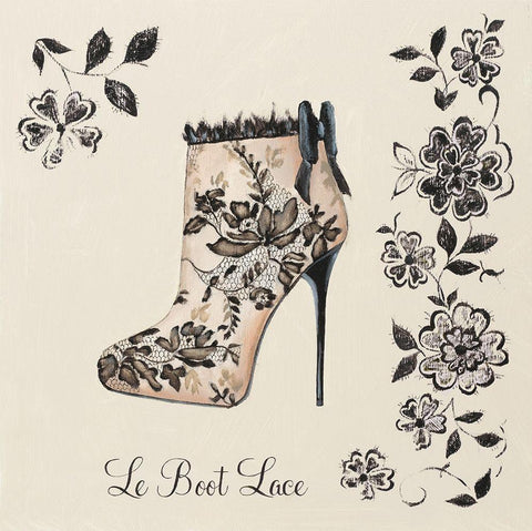 LE BOOT LACE Black Ornate Wood Framed Art Print with Double Matting by Fabiano, Marco