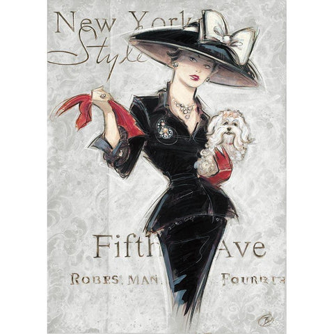 New York Style Lady White Modern Wood Framed Art Print by Barreett, Chad