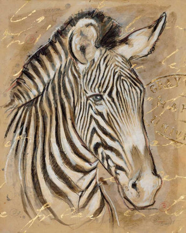 Safari Zebra Black Ornate Wood Framed Art Print with Double Matting by Barrett, Chad