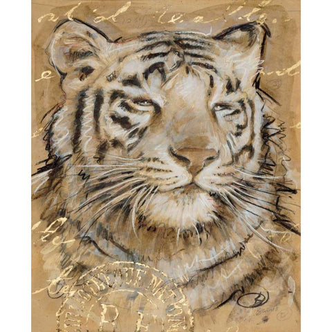 Safari Tiger Black Modern Wood Framed Art Print by Barrett, Chad