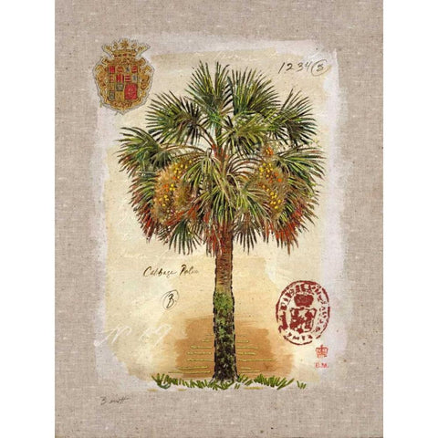 Linen Cabbage Palm Tree Gold Ornate Wood Framed Art Print with Double Matting by Barrett, Chad