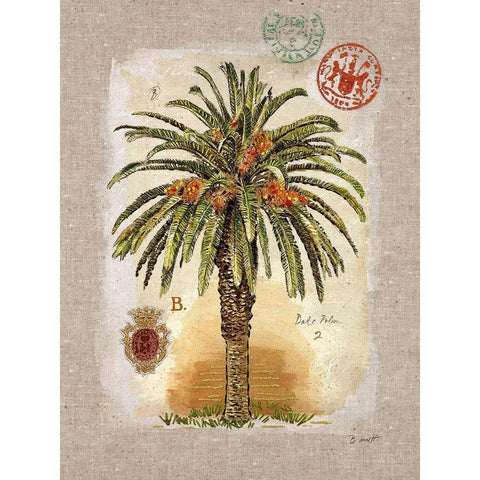Linen Date Palm Tree Black Modern Wood Framed Art Print with Double Matting by Barrett, Chad