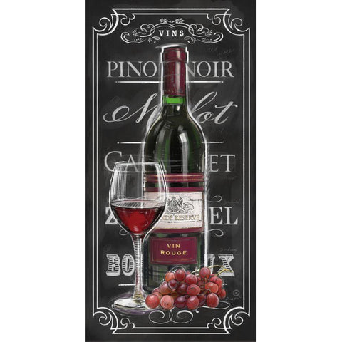 Chalkboard Sign Vin Rouge White Modern Wood Framed Art Print by Barrett, Chad