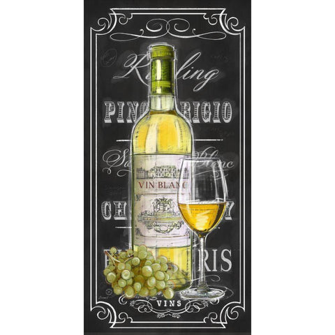 Chalkboard Sign Vin Blanc Gold Ornate Wood Framed Art Print with Double Matting by Barrett, Chad