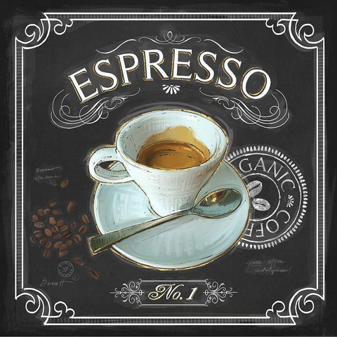 Coffee House Espresso Black Modern Wood Framed Art Print by Barrett, Chad