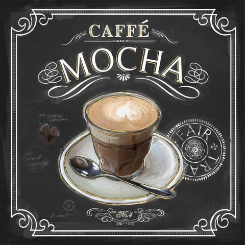 Coffee House Caffe Mocha Black Ornate Wood Framed Art Print with Double Matting by Barrett, Chad