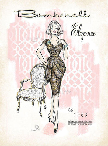 Bombshell Elegance Black Ornate Wood Framed Art Print with Double Matting by Barrett, Chad
