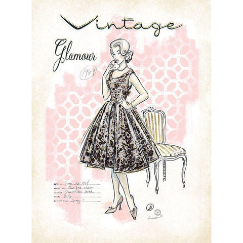 Vintage Glamour Black Modern Wood Framed Art Print with Double Matting by Barrett, Chad