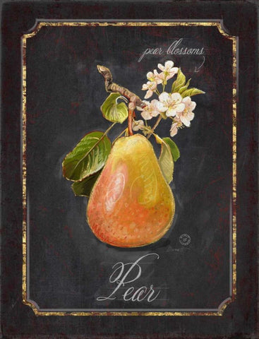 Heritage Pear Black Ornate Wood Framed Art Print with Double Matting by Barrett, Chad