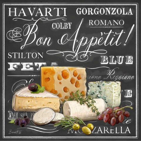 Gourmet Cheese Collection White Modern Wood Framed Art Print by Barrett, Chad