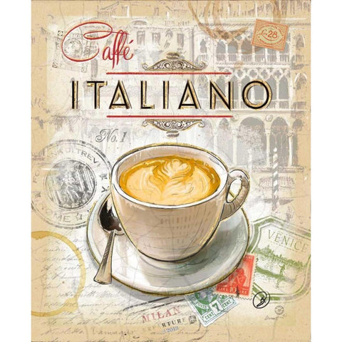 Caffe Italiano White Modern Wood Framed Art Print by Barrett, Chad