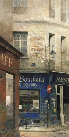 Le Bouchons Black Ornate Wood Framed Art Print with Double Matting by Hak, Chiu Tak