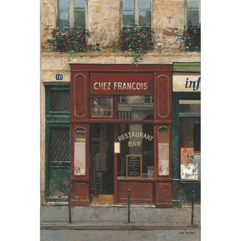 Chez Francois White Modern Wood Framed Art Print by Hak, Chiu Tak