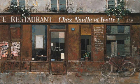 Noelle et Yvette White Modern Wood Framed Art Print with Double Matting by Hak, Chiu Tak