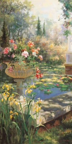 The Lily Garden Black Ornate Wood Framed Art Print with Double Matting by Oxley, Vail