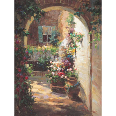 Floral Archway Gold Ornate Wood Framed Art Print with Double Matting by Oxley, Vail