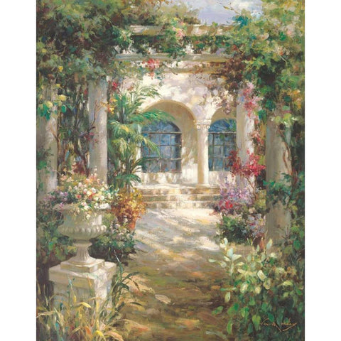 Courtyard Shadows Gold Ornate Wood Framed Art Print with Double Matting by Oxley, Vail